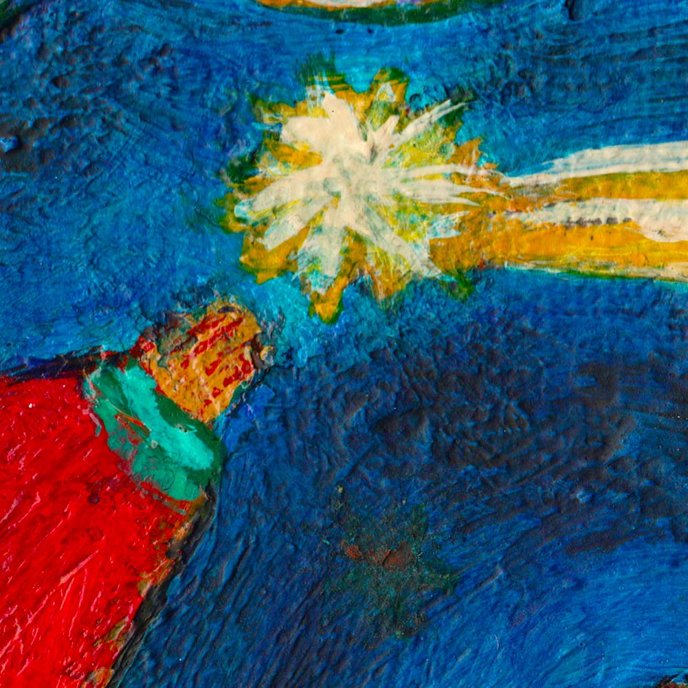 Step into magic with “THE JUGGLER OF WORLDS” by Idania Salcido. A 9x12” acrylic on canvas—folk-art whimsy perfect for collectors and joyful, art-filled homes.