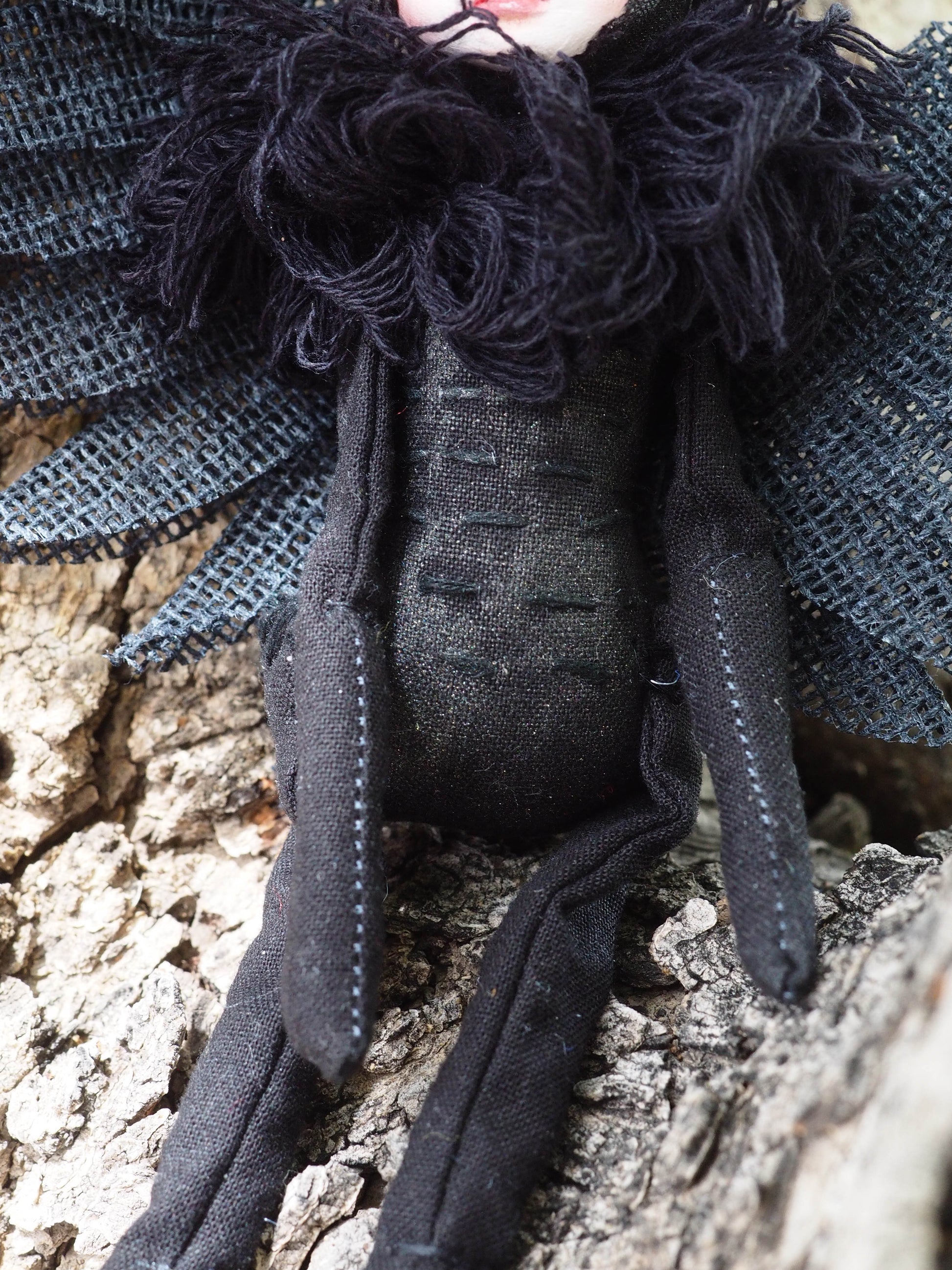 Custom THE RAVEN - Danita's original dark bird doll., Art Doll by Danita Art