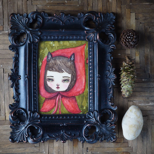 Red riding wolf, Original Art by Danita Art