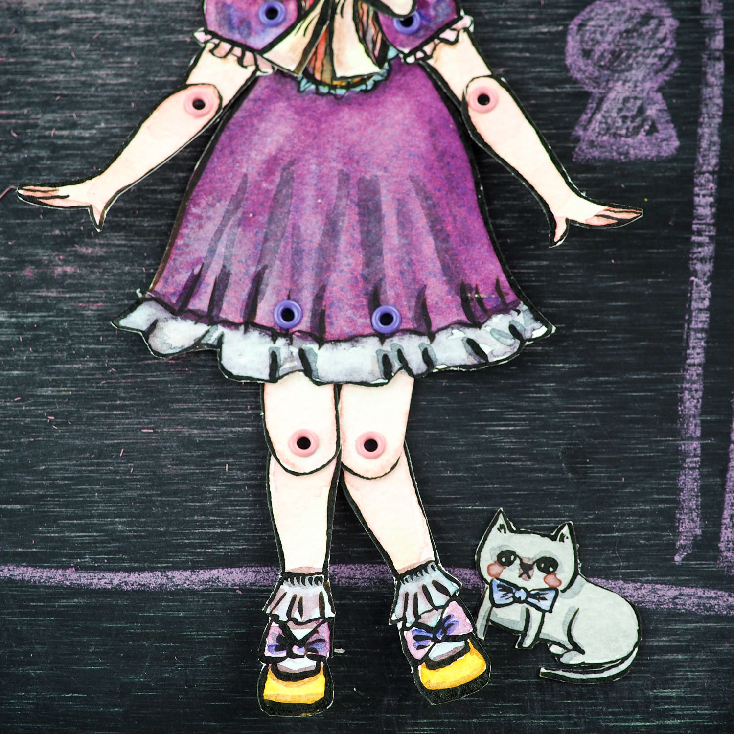 Kawaii bubble bum pink hair watercolor girl by Danita. Perfect gift for cat and animal pet lovers.