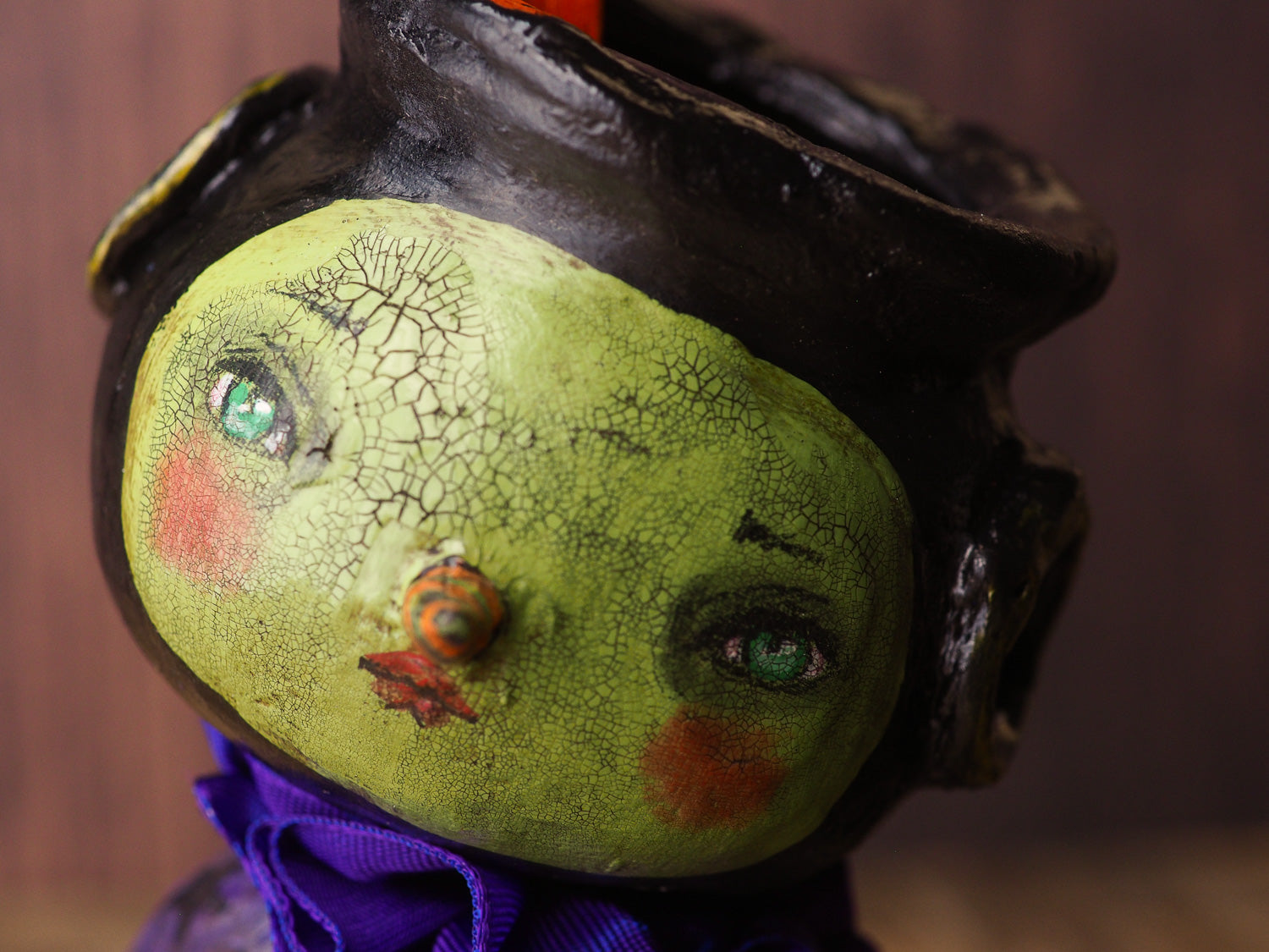 Original Halloween art doll original creation by Danita Art. Paper Clay, sculpted and painted in a spooky whimsical unique work of art.