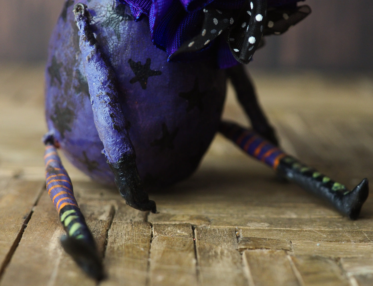 Original Halloween art doll original creation by Danita Art. Paper Clay, sculpted and painted in a spooky whimsical unique work of art.