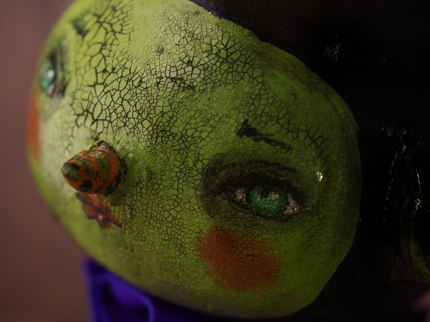 Original Halloween art doll original creation by Danita Art. Paper Clay, sculpted and painted in a spooky whimsical unique work of art.