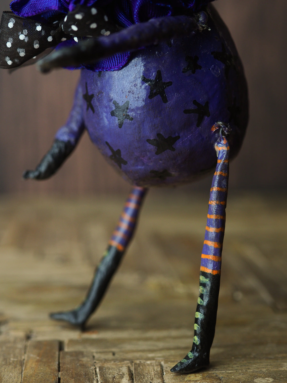 Original Halloween art doll original creation by Danita Art. Paper Clay, sculpted and painted in a spooky whimsical unique work of art.