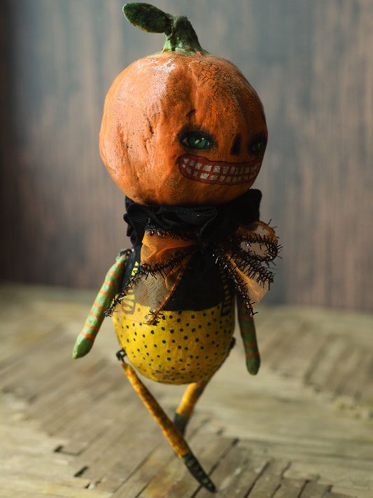 Original Halloween art doll original creation by Danita Art. Paper Clay, sculpted and painted in a spooky whimsical unique work of art.