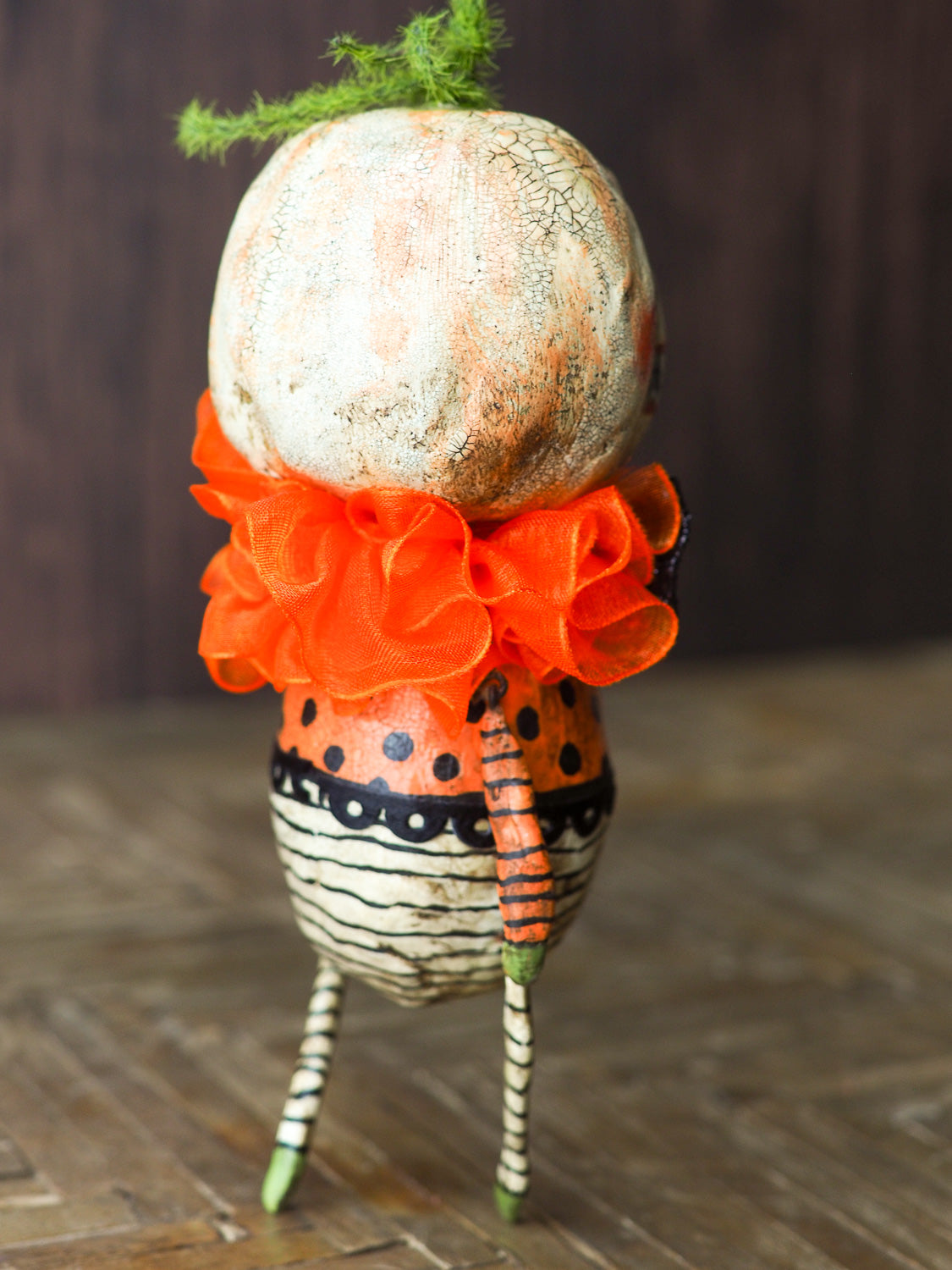 Original Halloween art doll original creation by Danita Art. Paper Clay, sculpted and painted in a spooky whimsical unique work of art.