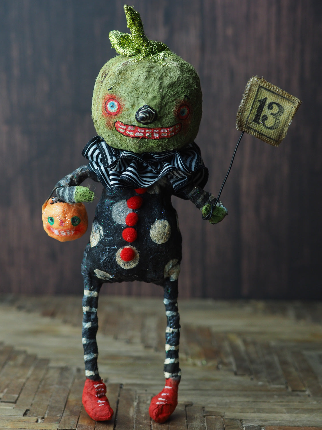 Original Halloween art doll by Danita. Painted Paper Clay Spun Cotton ...