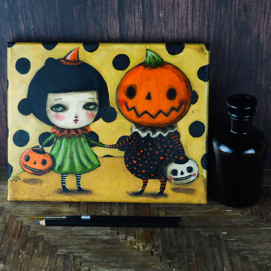 LET'S SHARE - Danita's Halloween original acrylic painting, Original Art by Danita Art