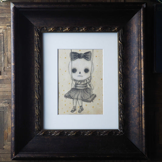 SKULL GIRL ON A SWING, Original Art by Danita Art