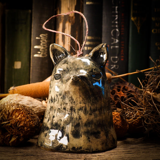 Using glazed ceramic clay, I hand sculpted wolf and bunny rabbit heads and added a wooden ball ringer. Glazed in beautiful earth tones, will stand weather and wind when hanged on your favorite garden spot to enjoy their soothing musical sounds for years to come, all made with lots of love from me, Danita Art, to you.