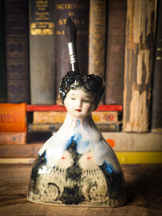 Original handmade ceramic artist paint color palettes by Idania Salcido, Danita Art. A unique work of ceramic art designed and hand built Idania Salcido. A beautiful handmade touch to any artist's studio with handmade glazed ceramic good for watercolors acrylics inks and oil paints. Clean with water or mineral spirits.