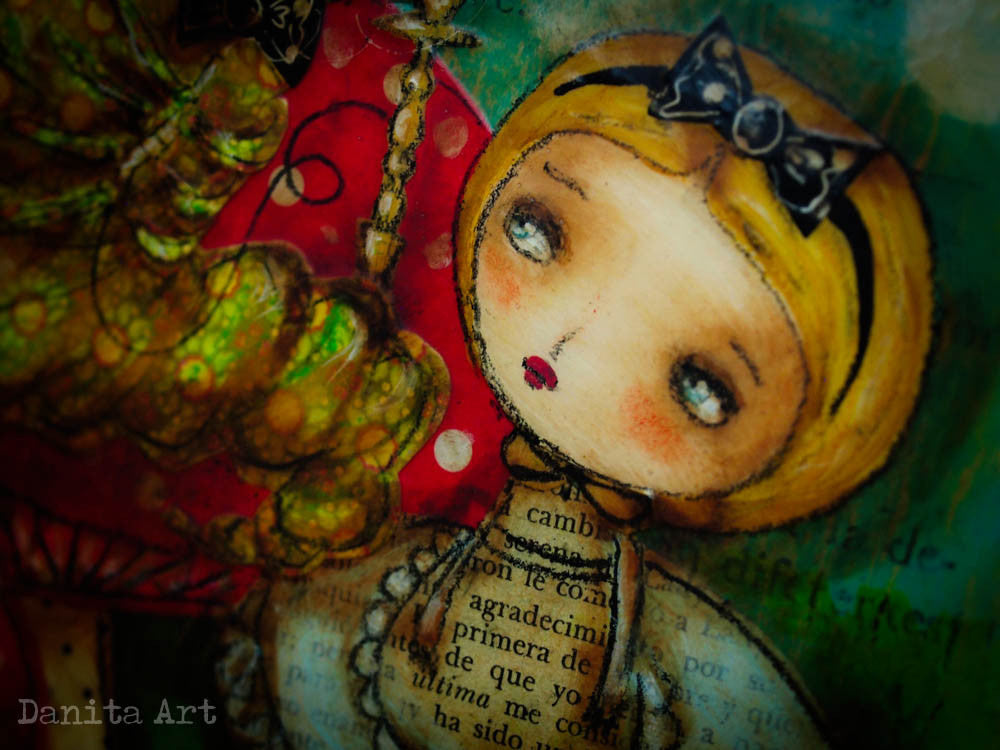 Alice and the caterpillar, original panting by Danita – Danita Art