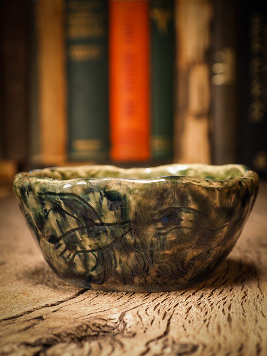 An original Christmas fire glazed ceramic handmade piece by Idania Salcido, the artist behind Danita Art. Glazed, carved sgraffito stoneware, hand painted and decorated, it is illustrated by hand with snowmen, Christmas trees, Santa Claus, angels and snow balls and winter themes.