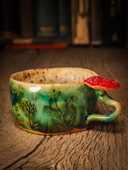 An original Christmas fire glazed ceramic handmade piece by Idania Salcido, the artist behind Danita Art. Glazed, carved sgraffito stoneware, hand painted and decorated, it is illustrated by hand with snowmen, Christmas trees, Santa Claus, angels and snow balls and winter themes.