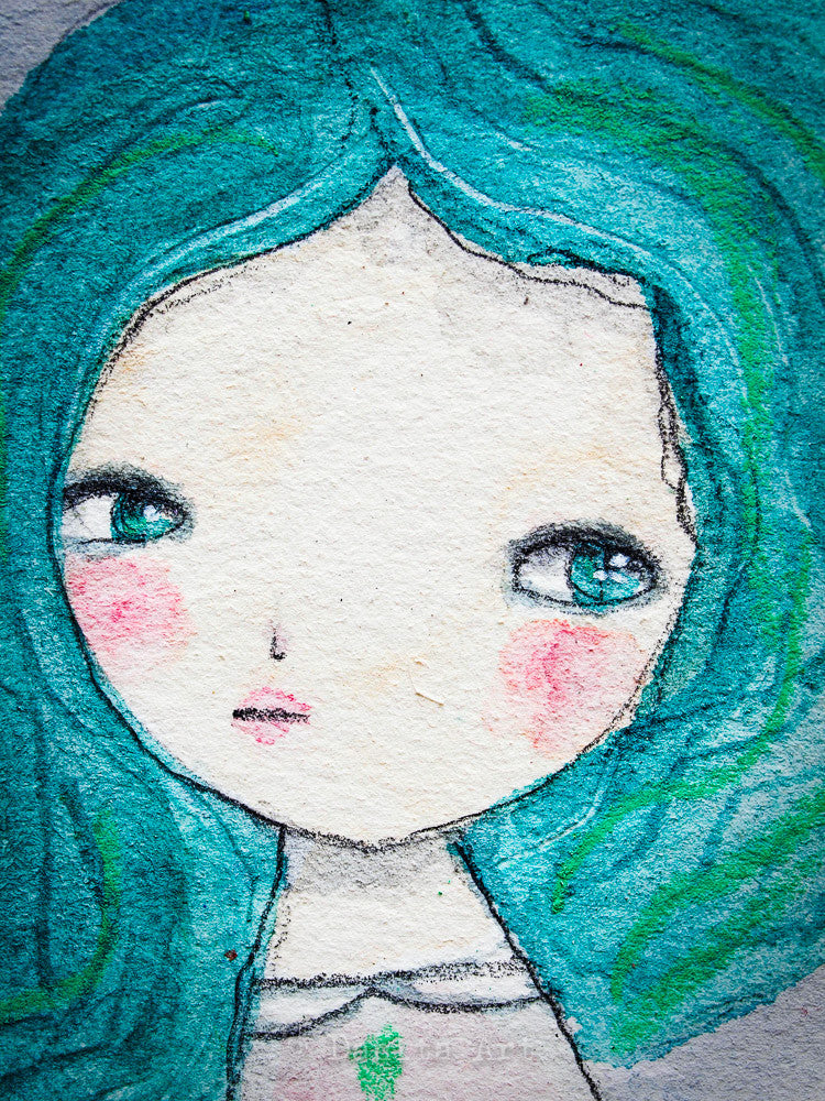 Original watercolor paper painting portrait by Danita – Danita Art