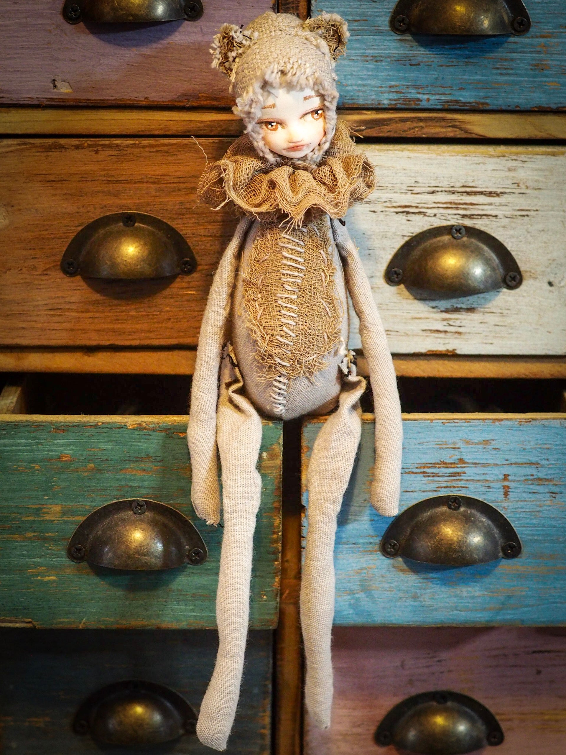 THE BEAR - An original woodlands handmade art doll by Danita Art