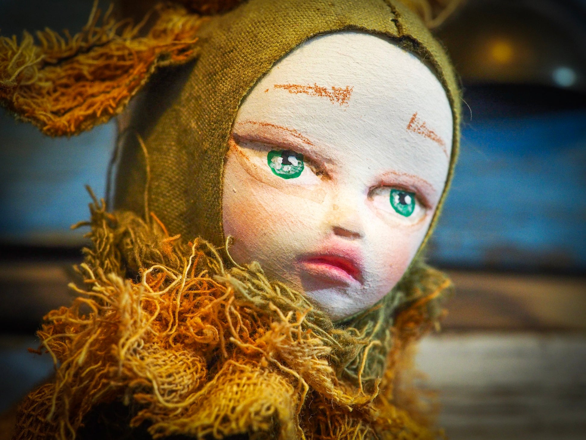 THE FAUN - An original handmade doll by Danita Art, made with original patterns, organic fabric dyed using only natural ingredients like avocado peels, walnuts and marigolds. Each mini art doll in this toy collection is a mini work of huggable fabric art to be treasured by any collector of Danita's melancholic and fantastic work.