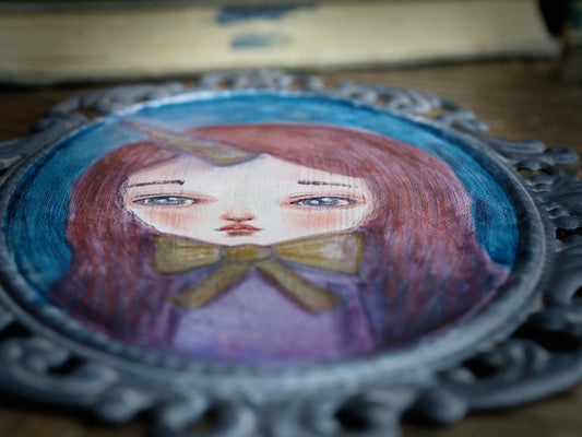 Unicorn girl watercolor original painting Danita